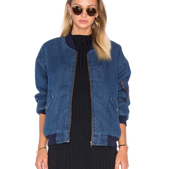 Revolve Jackets & Blazers - J.O.A. fleece-lined jean bomber jacket M NWOT